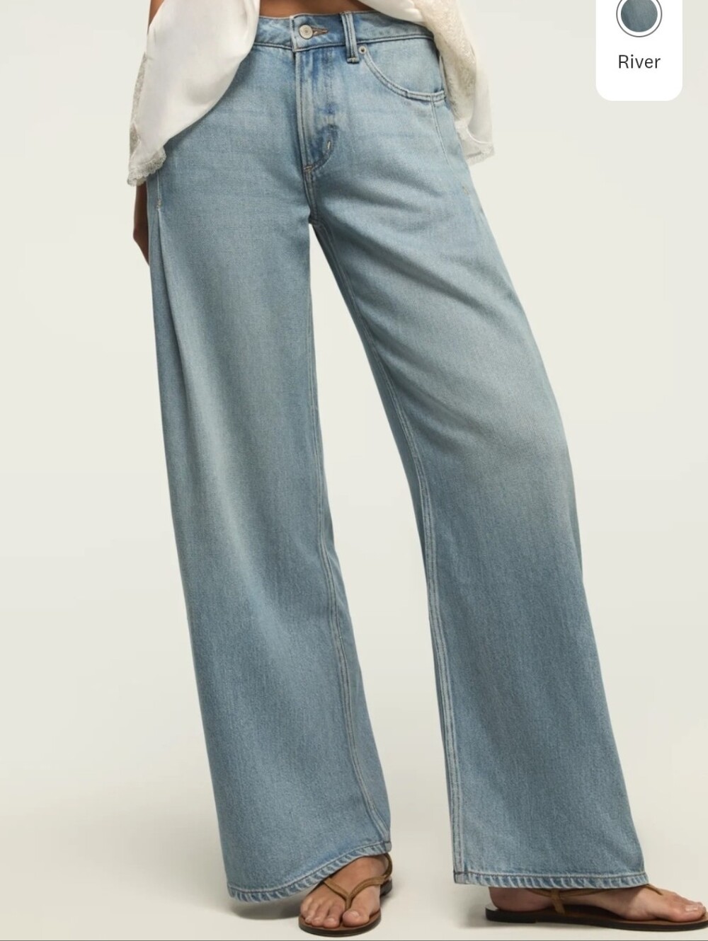 NWT Lucky Brand Tencel Lyocell Pleated Liquid Denim Luxe Palazzo Jeans Wide Leg - Picture 3 of 12
